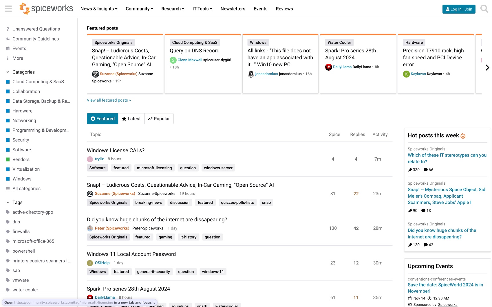 Spiceworks Forum Screenshot