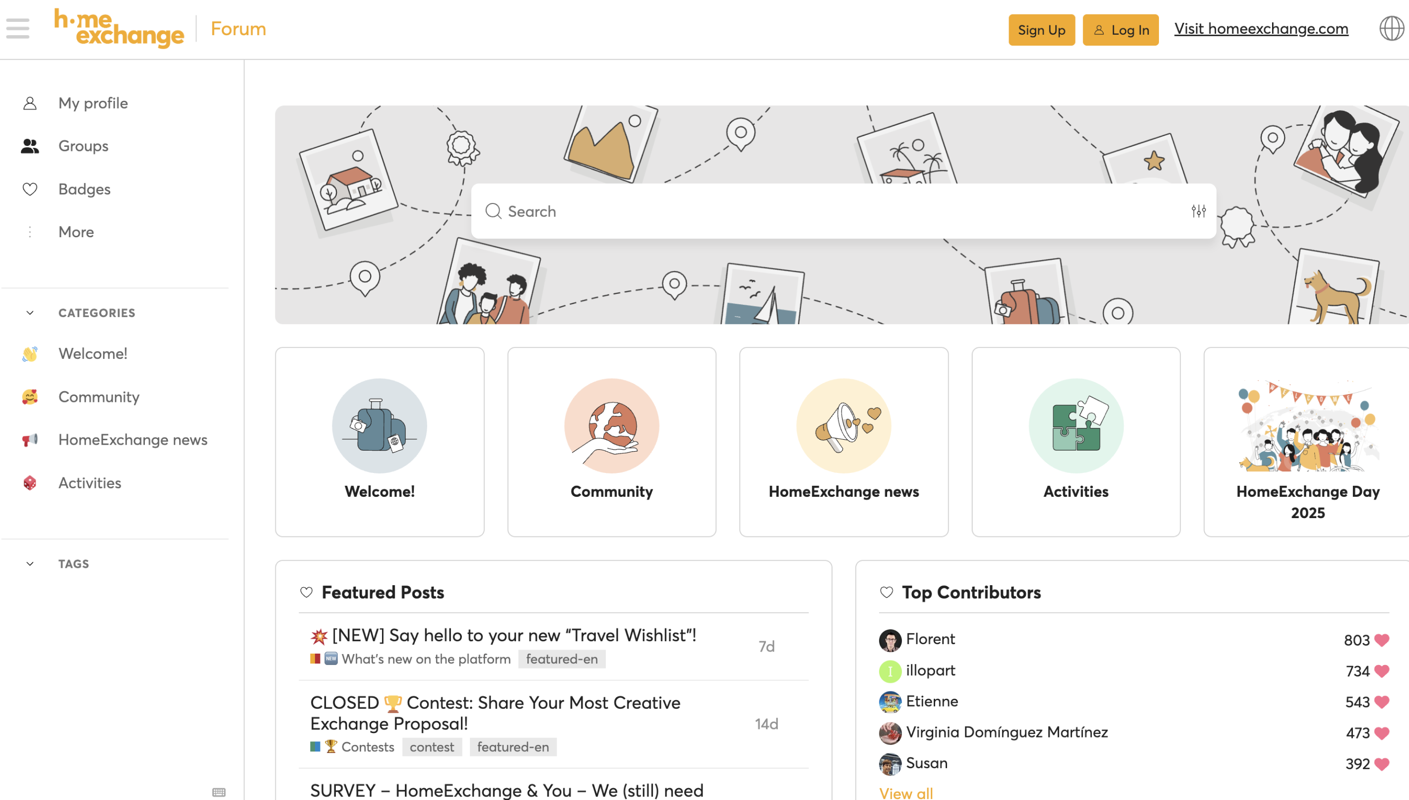 Home Exchange community forum screenshot