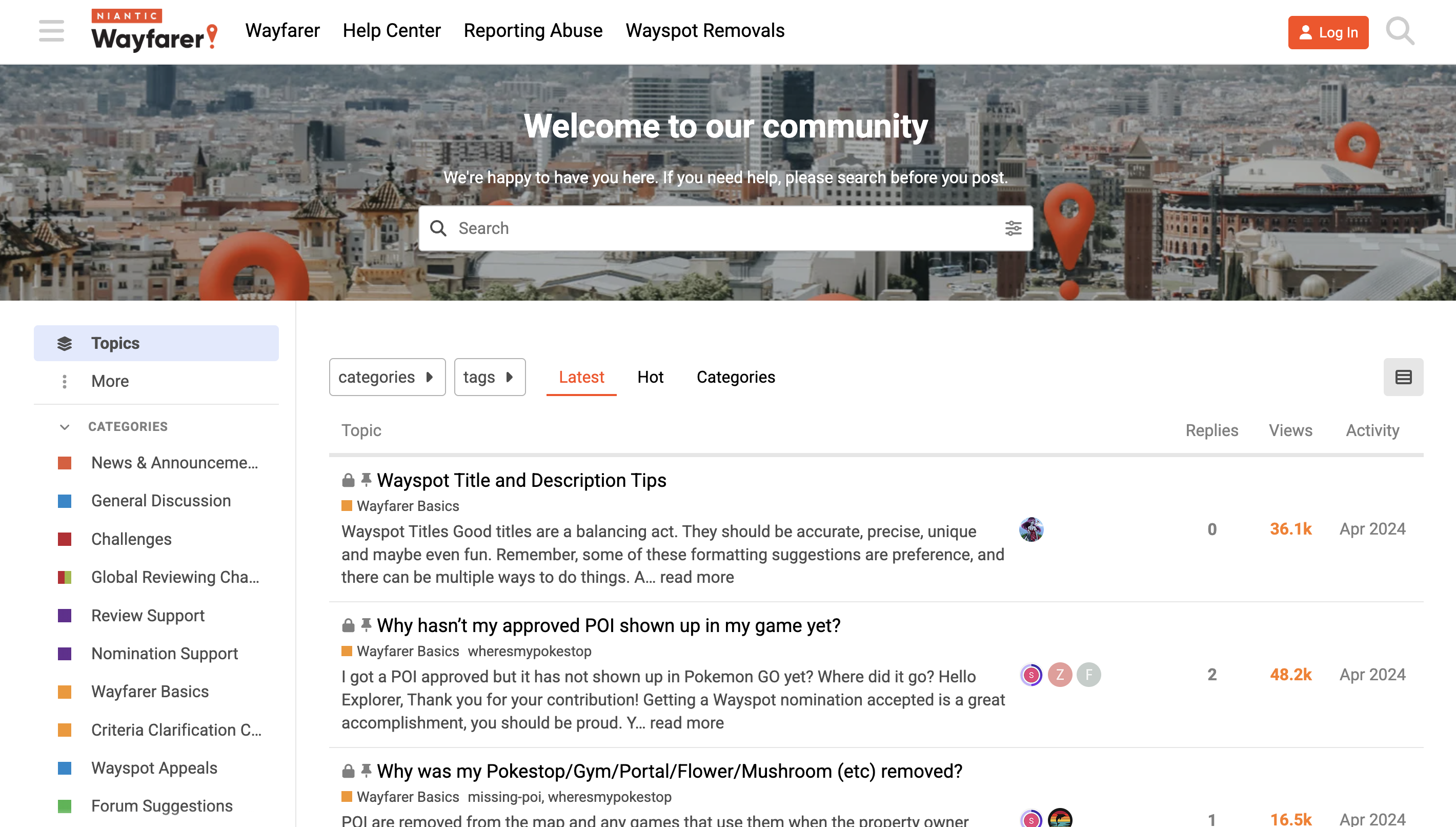 Niantic Wayfarer community forum screenshot