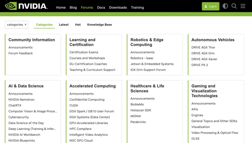 Nvidia community forum screenshot