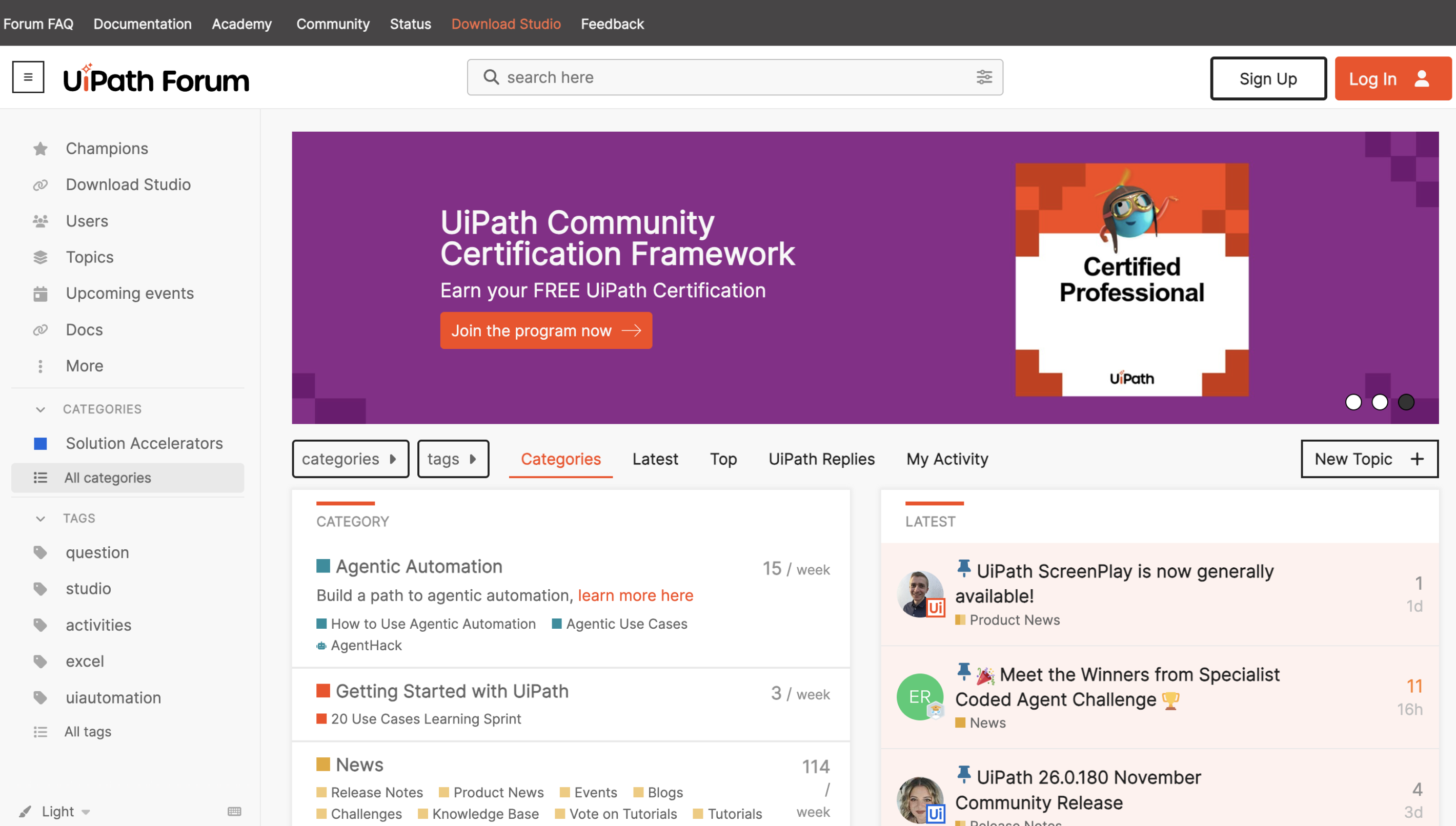 UiPath community forum screenshot
